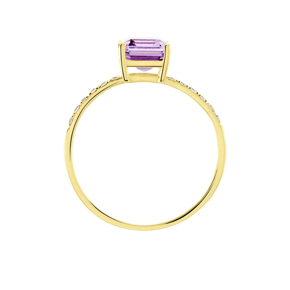 Bague Or Jaune Mone Amethyste Et Oxydes De Zirconium - Bagues pierres fines Femme | Marc Orian