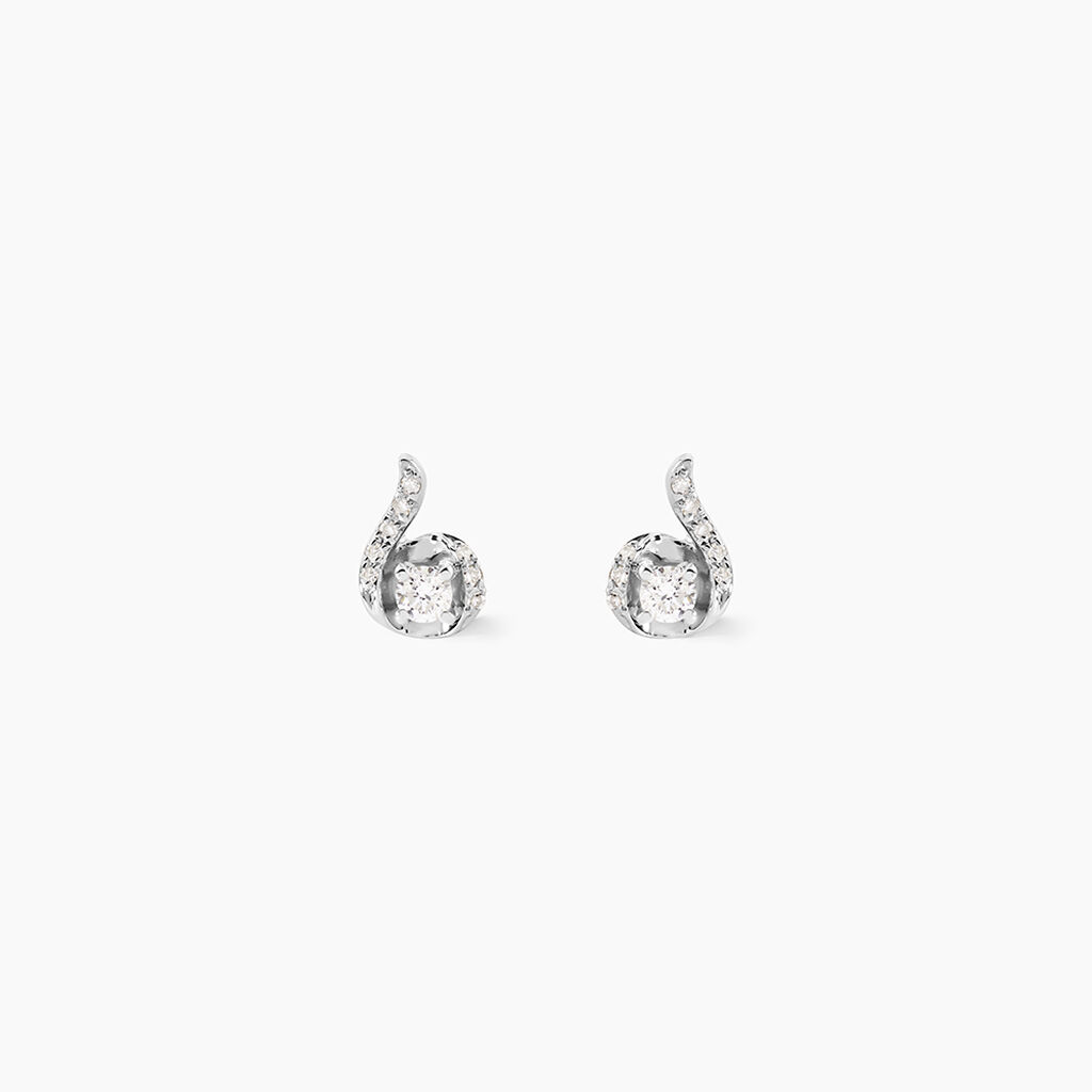 Boucles D'oreilles Puces Vrille Accompagnee Or Blanc Diamant - Puces Femme | Marc Orian