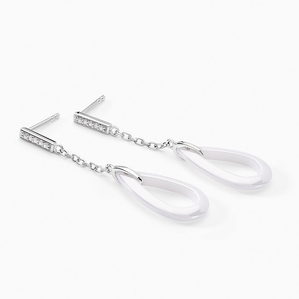Boucles D'oreilles Pendantes Peer Argent Blanc Oxyde De Zirconium - Pendantes Femme | Marc Orian