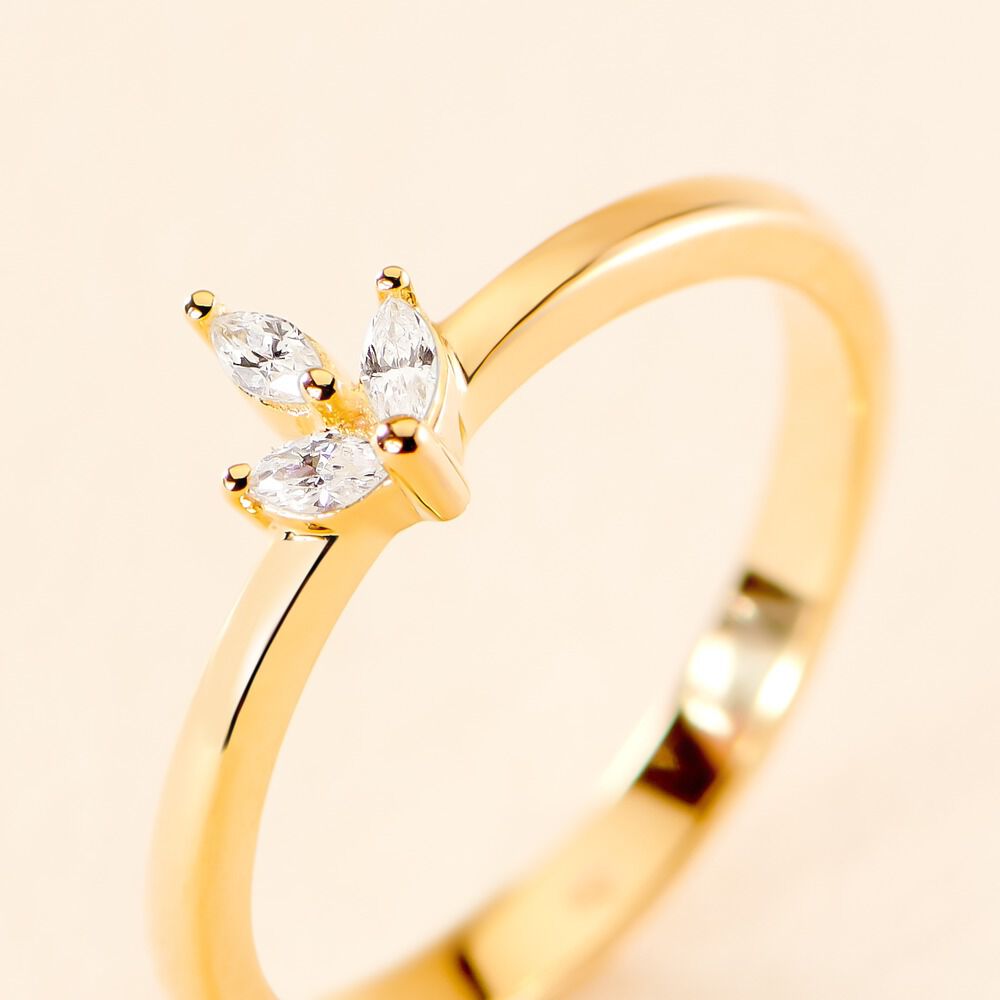 Bague Erma Plaqué Or Doré Oxyde De Zirconium - Bagues avec pierre Femme | Marc Orian