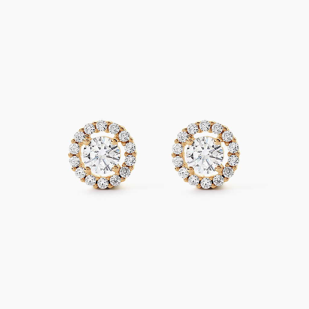 Boucles D'Oreilles Puces Annissa Plaqu&eacute; Or Jaune Oxyde De Zirconium - Puces Femme | Marc Orian
