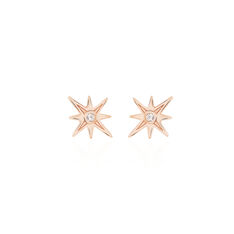 Boucles D'oreilles Puces Maelya Argent Rose Oxyde De Zirconium - Clous d'oreilles Femme | Marc Orian