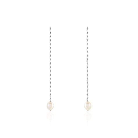 Boucles D'oreilles Pendantes Garance Argent Blanc Perle De Culture - Pendantes Femme | Marc Orian