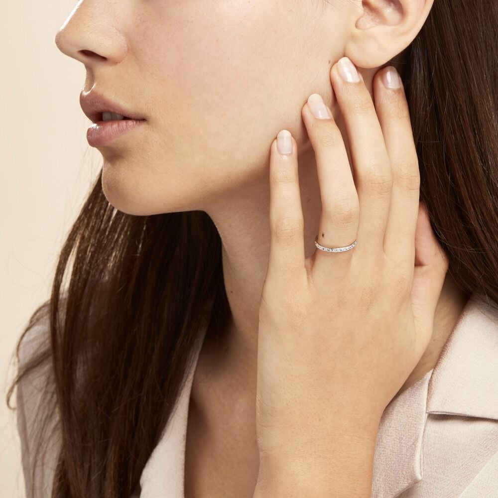 Alliance Fantaisie Diamantee Ruban Plat Or Blanc - Alliances duo Femme | Marc Orian