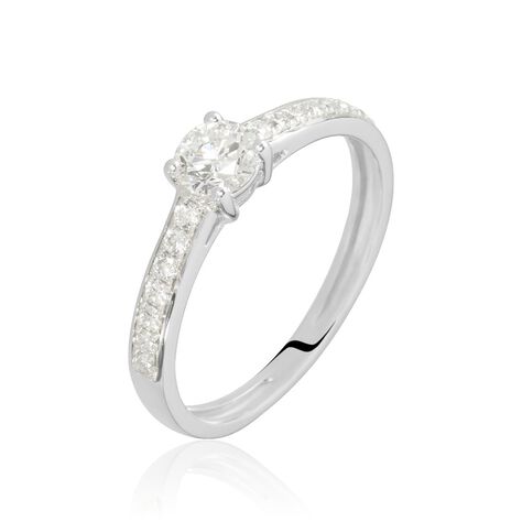Bague Solitaire Accompagn&eacute; Aramis Or Blanc Diamant Synth&eacute;tique - Parures de mariage Femme | Marc Orian