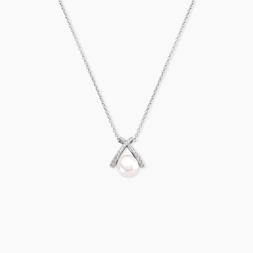 Collier Yacinthe Argent Blanc Perle De Culture Et Oxyde De Zirconium - Colliers avec pierres Femme | Marc Orian