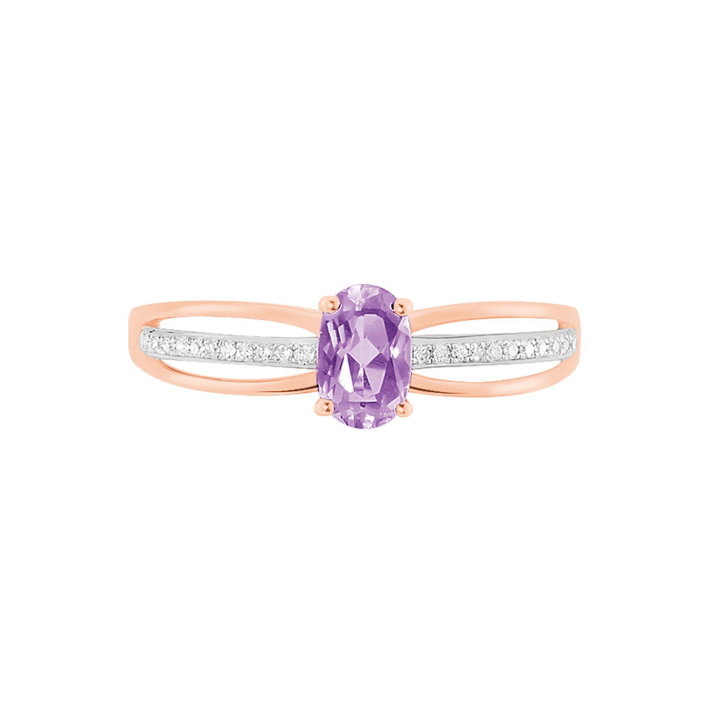 Bague Or Rose Amethyste Et Diamant - Bagues Femme | Marc Orian