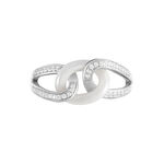 Bague Link Argent Blanc C&eacute;ramique Et Oxyde De Zirconium - Bagues avec pierre Femme | Marc Orian