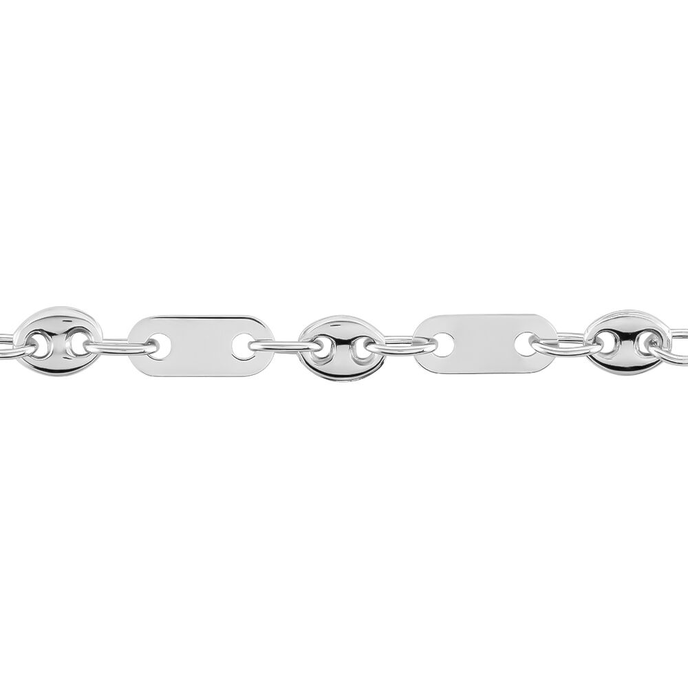 Bracelet Pomeline Maille Grain De Cafe Et Plaquettes Argent Blanc - Bracelets mailles Homme | Marc Orian