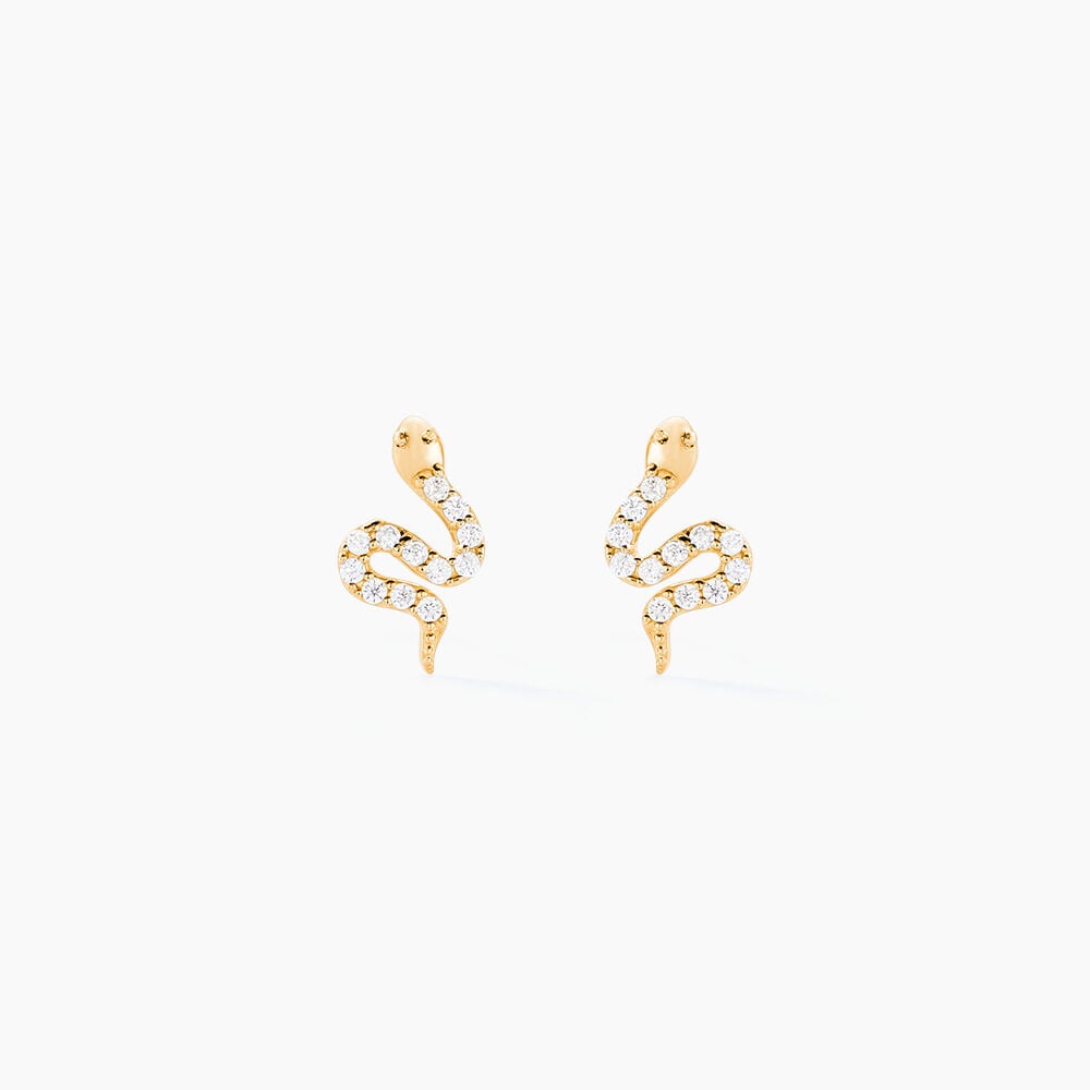 Boucles D'oreilles Puces Sergius Or Jaune Oxyde De Zirconium - Puces Femme | Marc Orian