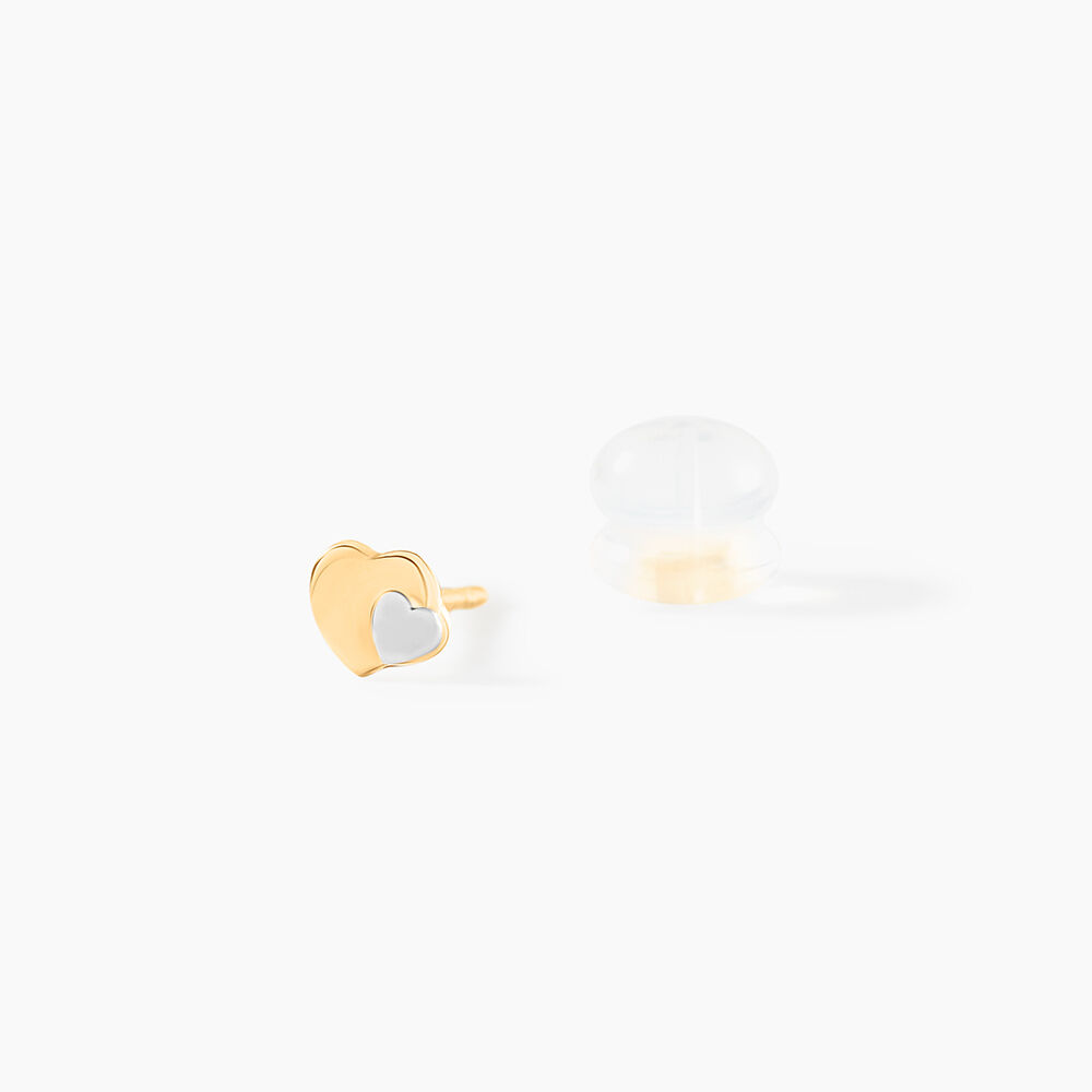 Boucles D'oreilles Puces Anne-maudae Double Coeurs Or Bicolore - Puces Femme | Marc Orian