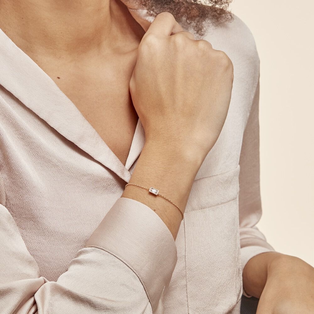 Bracelet Plaque Or Regan Oxyde De Zirconium - Bracelets chaînes Femme | Marc Orian