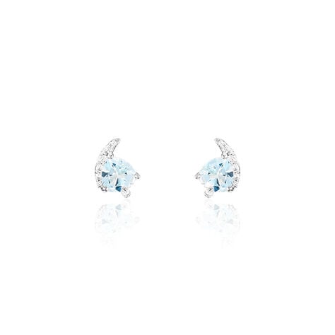 Boucles D'oreilles Puces Coeur In Love Or Blanc Topaze Et Oxyde - Puces Femme | Marc Orian