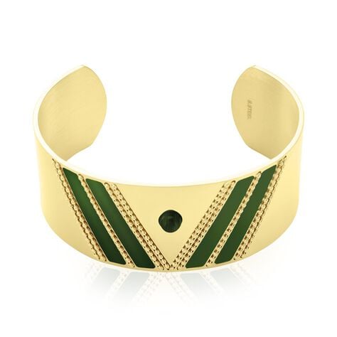 Bracelet Manchette Imagine Tamera Acier Jaune Malachite - Bracelets Pierre Femme | Marc Orian