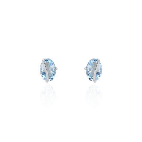 Boucles D'oreilles Puces Prudencia Or Blanc Topaze - Puces Femme | Marc Orian