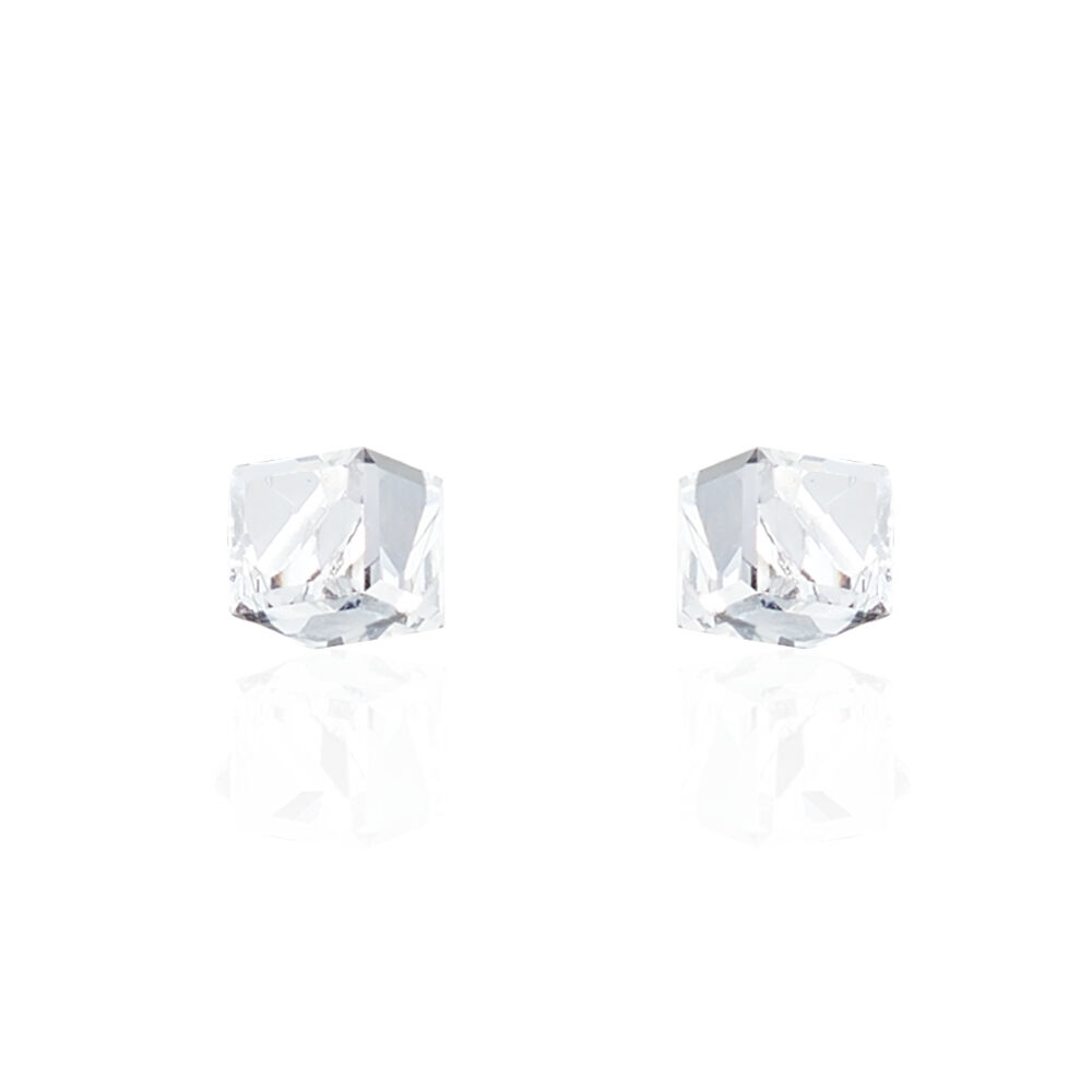 Boucles D'oreilles Puces Bridie Argent Blanc Pierre De Synthese - Puces Femme | Marc Orian