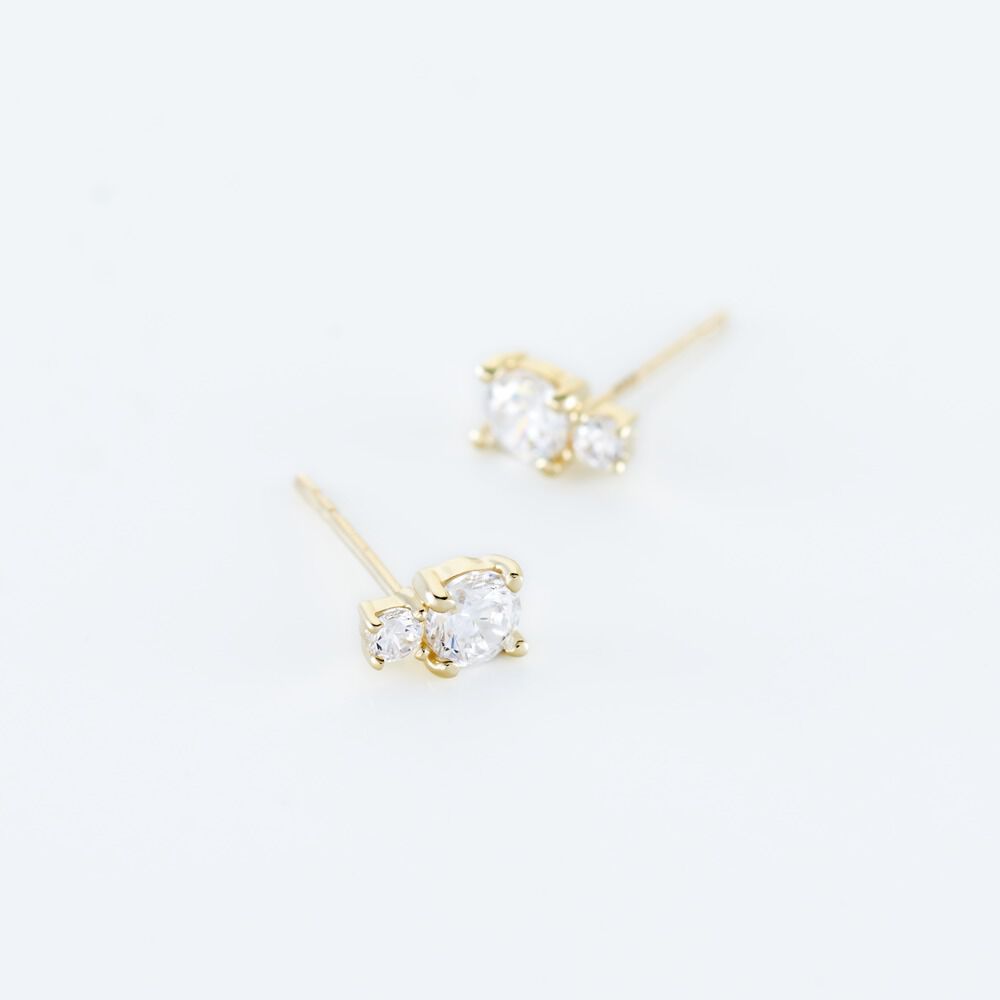 Boucles D'oreilles Puces Constancia Or Jaune Oxyde De Zirconium - Puces Femme | Marc Orian