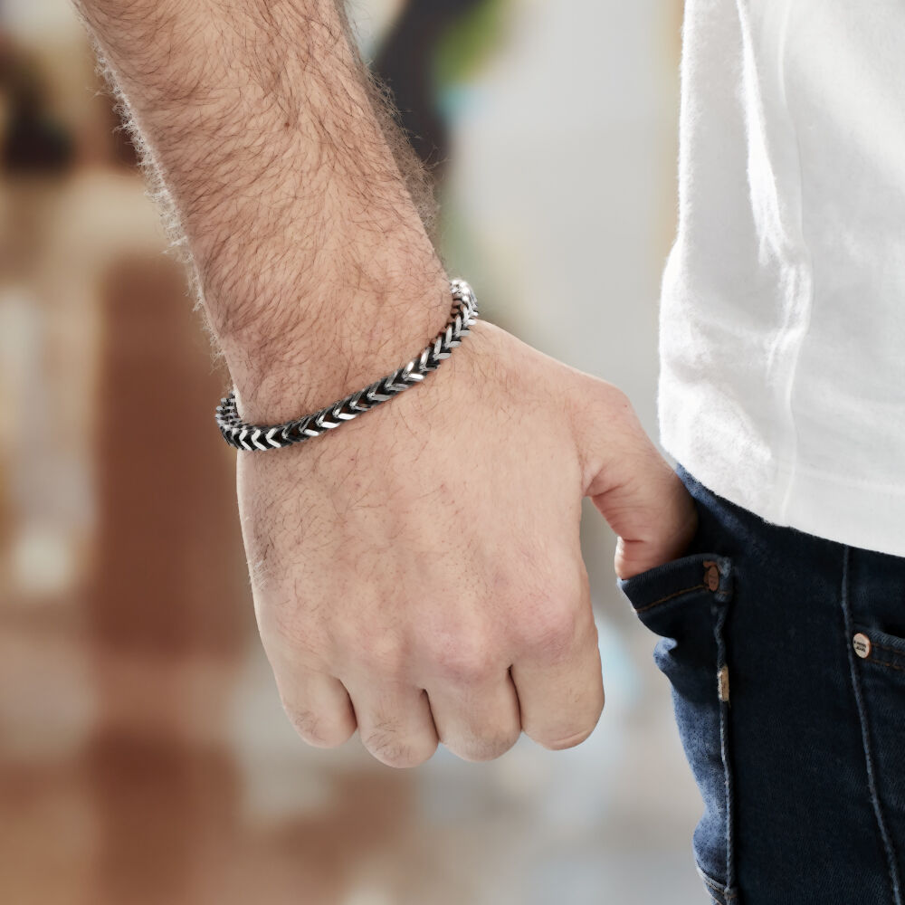Bracelet Manuel Acier Blanc - Bracelets mailles Homme | Marc Orian