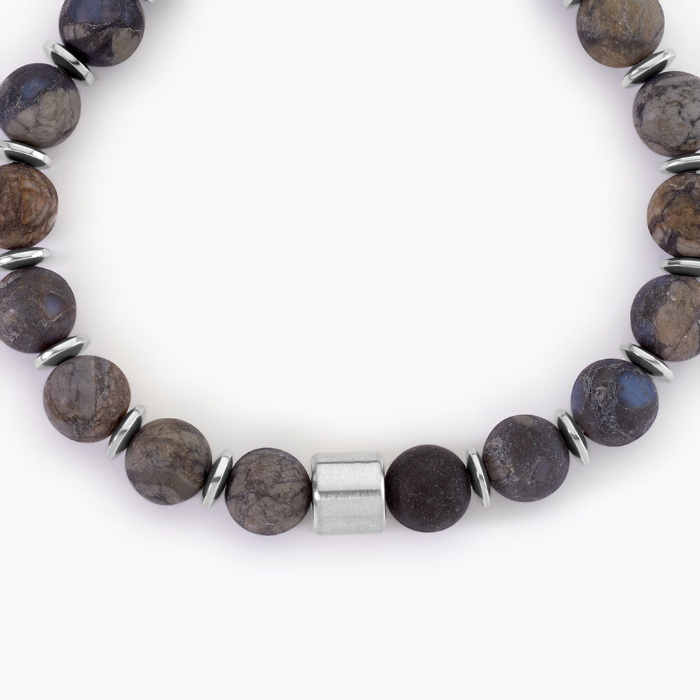 Bracelet Naturel Acier Argent&eacute; Labradorite H&eacute;matite - Bracelets cha&icirc;nes Homme | Marc Orian