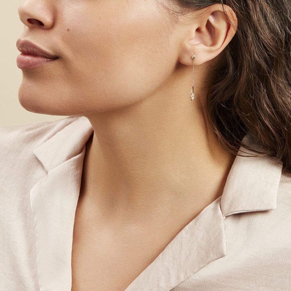 Boucles D'oreilles Pendantes Or Jaune Bartolome Oxyde De Zirconium - Pendantes Femme | Marc Orian
