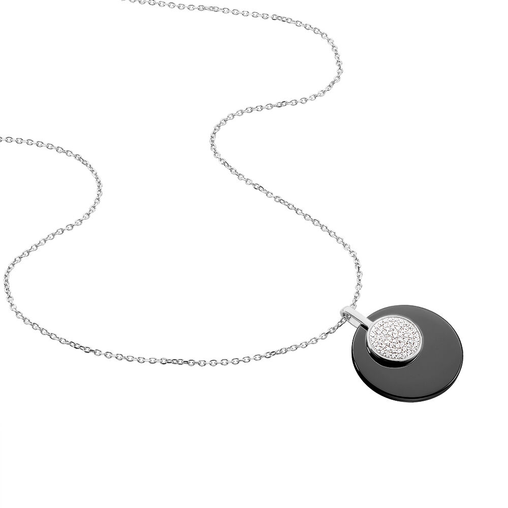 Collier Argent Blanc C&eacute;ramique Et Oxyde De Zirconium - Colliers avec pierres Femme | Marc Orian