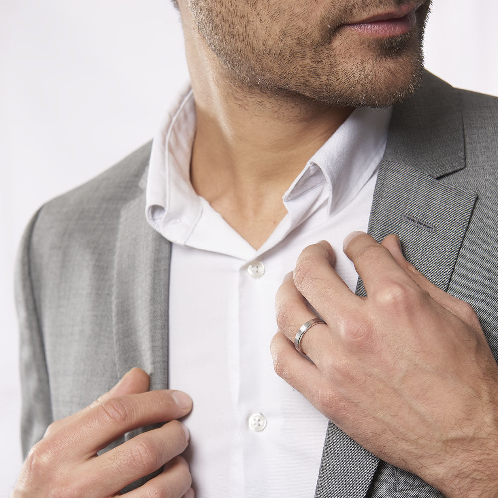 Alliance Nelida Ruban Plat Argent Blanc - Alliances personnalis&eacute;es Famille | Marc Orian