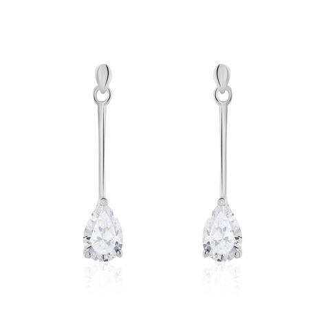 Boucles D'oreilles Pendantes Goutte Or Blanc Oxyde De Zirconium - Pendantes Femme | Marc Orian
