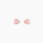 Boucles D'oreilles Puces Fleur Rose Or Jaune - Puces Enfant | Marc Orian