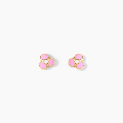 Boucles D'oreilles Puces Fleur Rose Or Jaune - Puces Enfant | Marc Orian