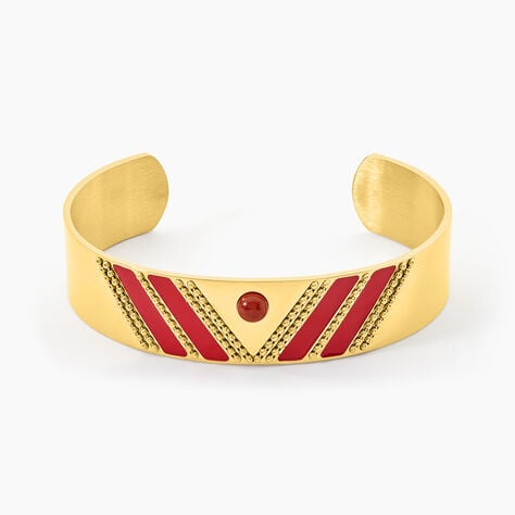 Bracelet Manchette Imagine Tamera Acier Jaune Jaspe - Bracelets Pierre Femme | Marc Orian