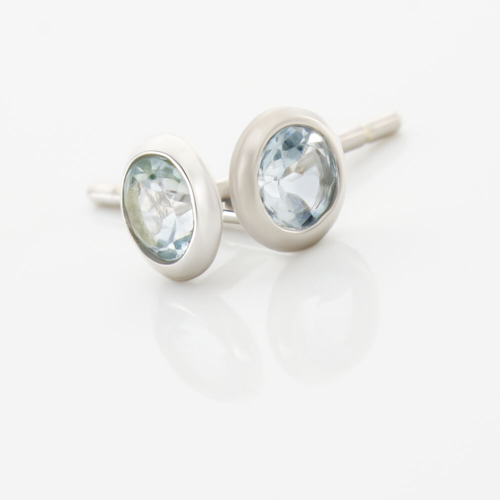 Boucles D'oreilles Puces Edy Serti Clos Or Blanc Topaze - Puces Femme | Marc Orian
