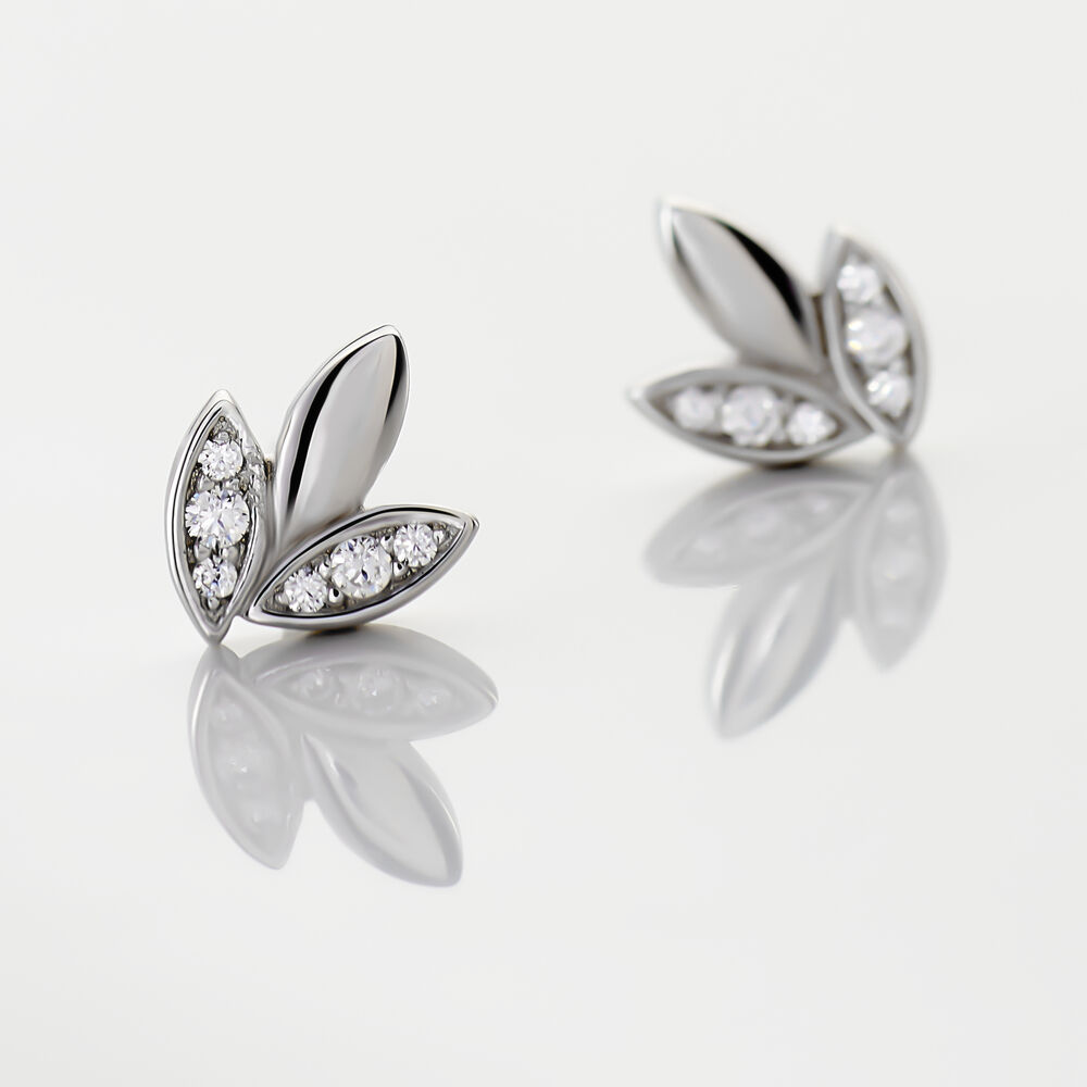 Boucles D'oreilles Puces Tihana Argent Blanc Oxyde De Zirconium - Puces Femme | Marc Orian