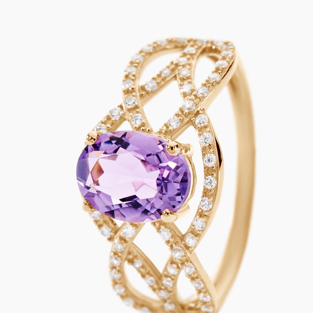 Bague Tina Or Jaune Amethyste Et Oxyde De Zirconium - Bagues pierres fines Femme | Marc Orian