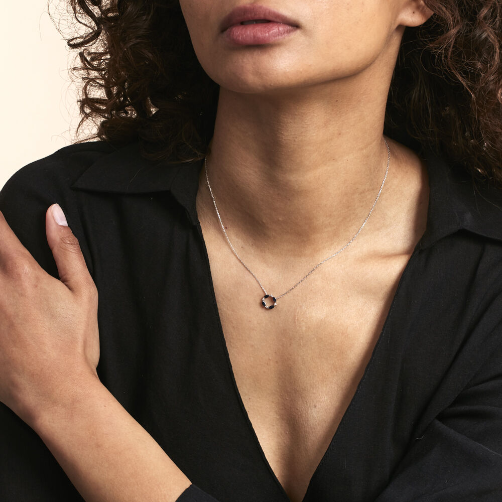 Collier Arlina Or Blanc Saphir Et Diamant - Colliers avec pierres Femme | Marc Orian
