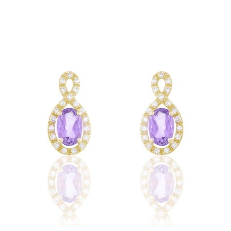 Boucles D'oreilles Pendantes Passion Or Jaune Amethyste Et Oxyde - Pendantes Femme | Marc Orian