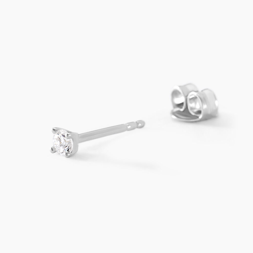 Boucles D'oreilles Puces Maurane Argent Blanc Diamant Synthétique - Puces Femme | Marc Orian