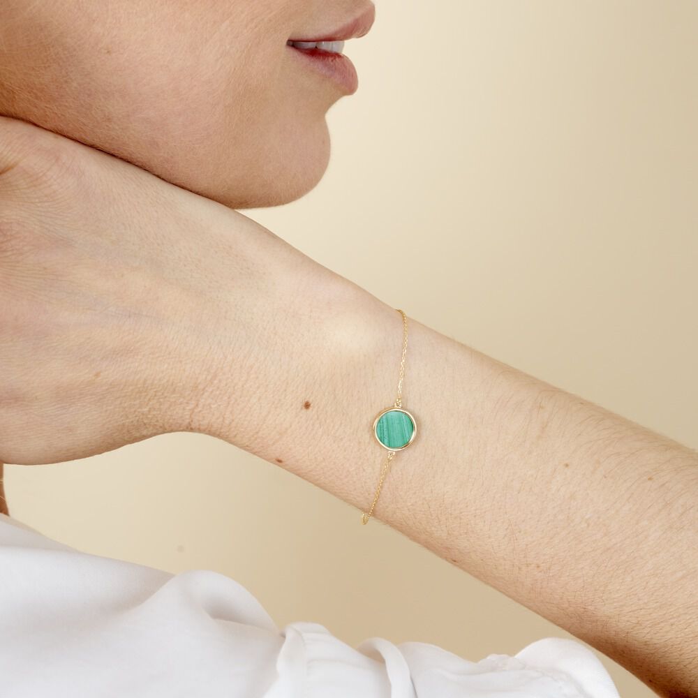 Bracelet Florica Or Jaune Malachite - Bracelets chaînes Femme | Marc Orian