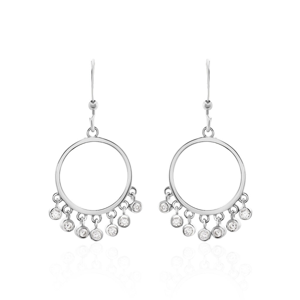 Boucles D'oreilles Pendantes Elbertine Argent Blanc Oxyde De Zirconium - Pendantes Femme | Marc Orian