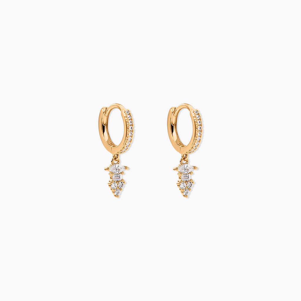 Cr&eacute;oles &eacute;clat Perl&eacute; Plaqu&eacute; Or Oxyde De Zirconium - Boucles d'oreilles pampille Femme | Marc Orian