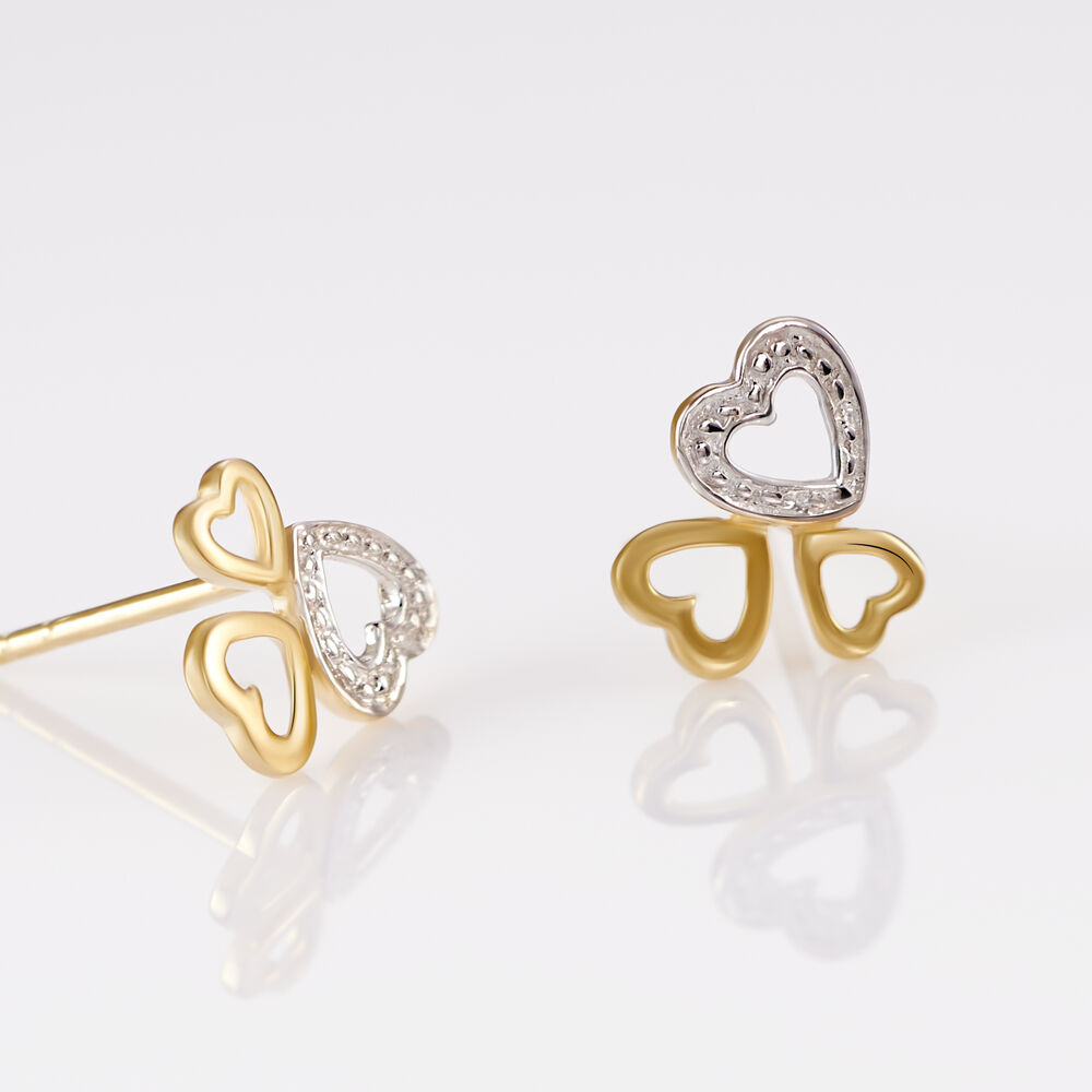 Boucles D'oreilles Puces Anne-maudae Triple Coeurs Or Bicolore - Puces Femme | Marc Orian