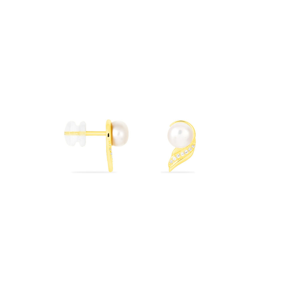 Boucles D'oreilles Puces Antoinette Or Jaune Perle De Culture - Puces Femme | Marc Orian
