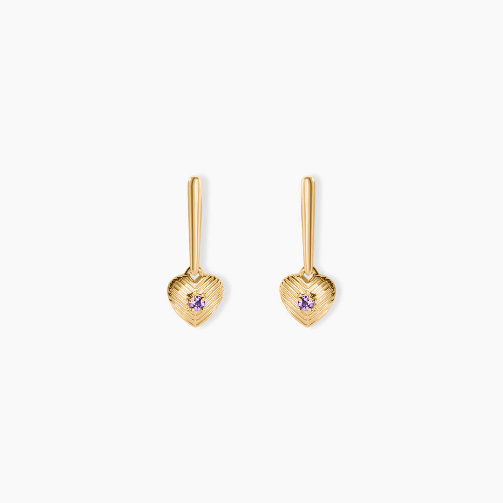 Boucles D'Oreilles Pendantes Benesh Argent Dor&eacute; A L'Or 750/1000 Am&eacute;thyste - Pendantes Femme | Marc Orian