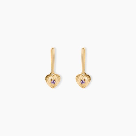Boucles D'Oreilles Pendantes Benesh Argent Dor&eacute; A L'Or 750/1000 Am&eacute;thyste - Pendantes Femme | Marc Orian