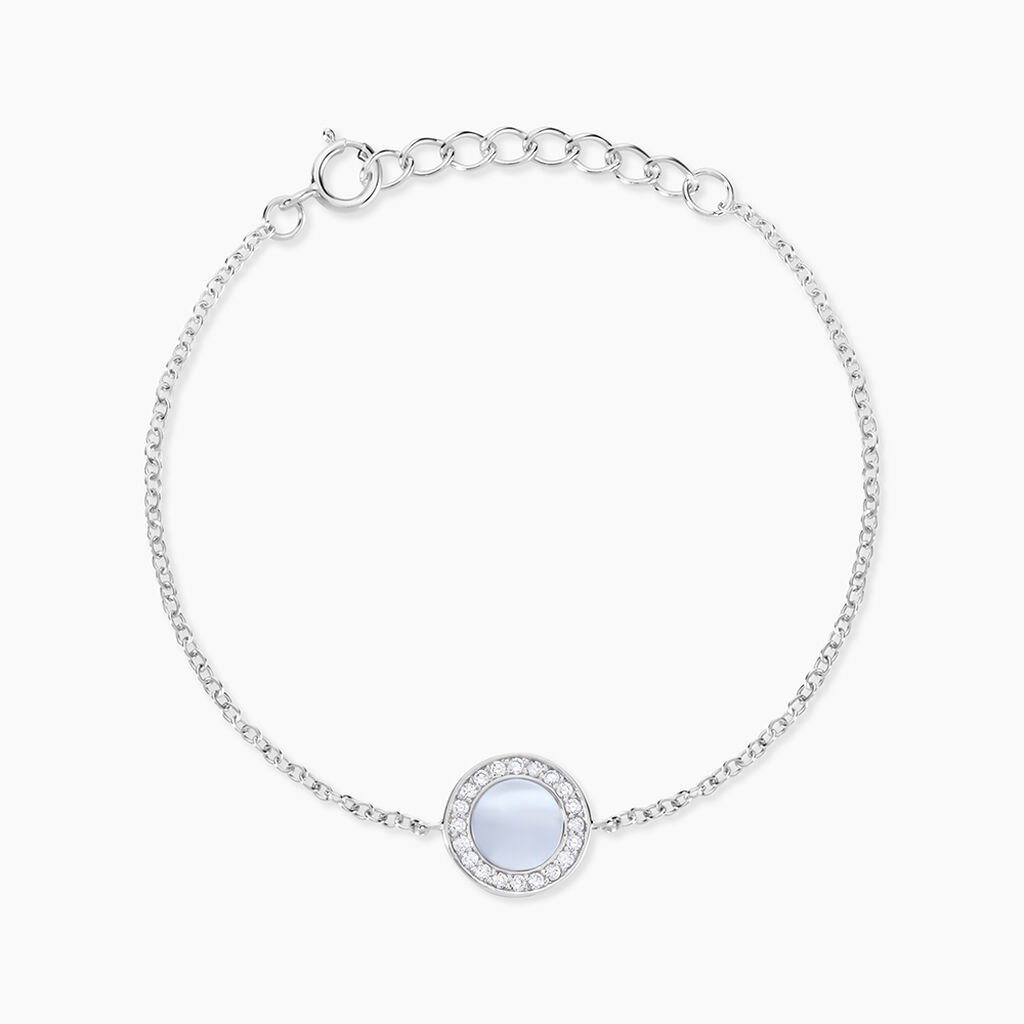 Bracelet Nawala Argent Blanc Oxyde De Zirconium Et Nacre - Bracelets Medailles Femme | Marc Orian
