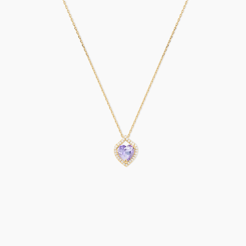 Collier Rosaline Or Jaune Amethyste Et Oxyde De Zirconium - Colliers avec pierres Femme | Marc Orian
