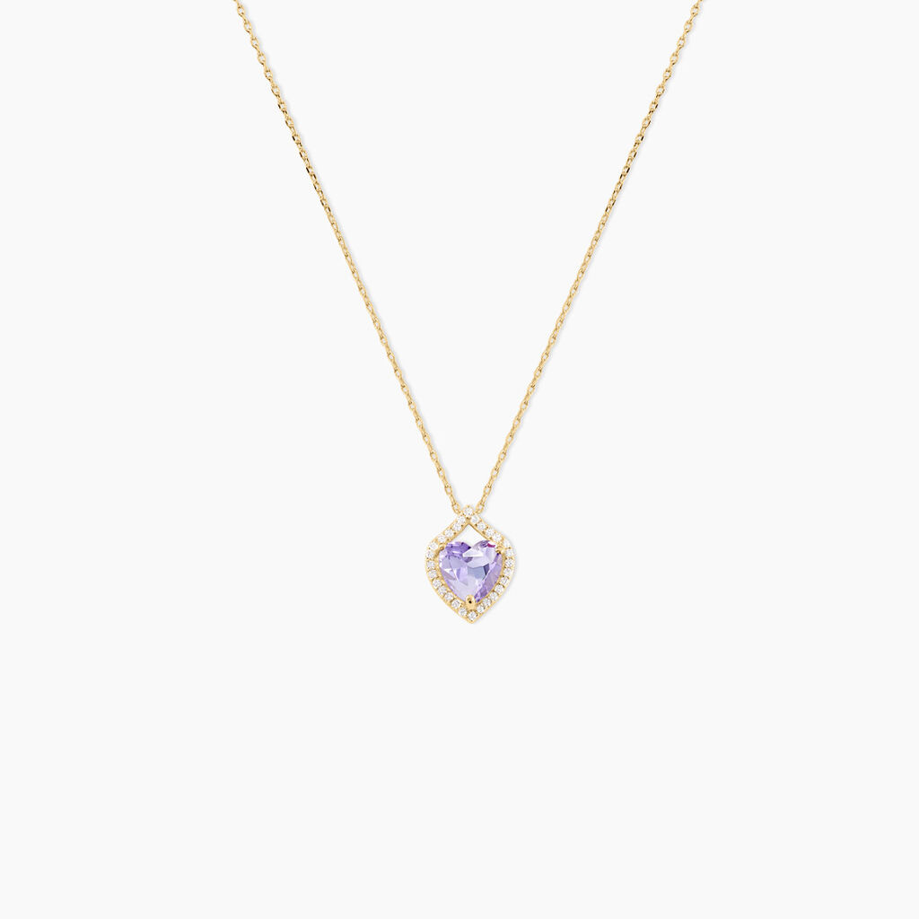 Collier Rosaline Or Jaune Amethyste Et Oxyde De Zirconium - Colliers avec pierres Femme | Marc Orian