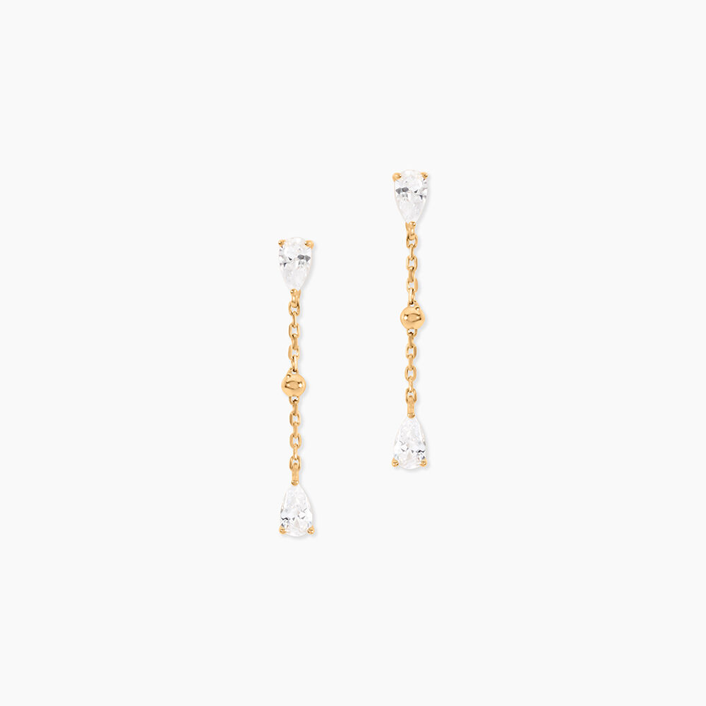 Boucles D'Oreilles Pendantes Sya Plaqué Or Jaune Oxyde De Zirconium - Pendantes Femme | Marc Orian