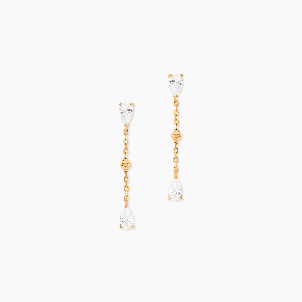 Boucles D'Oreilles Pendantes Sya Plaqué Or Jaune Oxyde De Zirconium - Pendantes Femme | Marc Orian