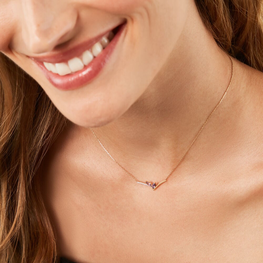 Collier Florelys Or Jaune Améthyste Oxyde De Zirconium - Colliers avec pierres Femme | Marc Orian