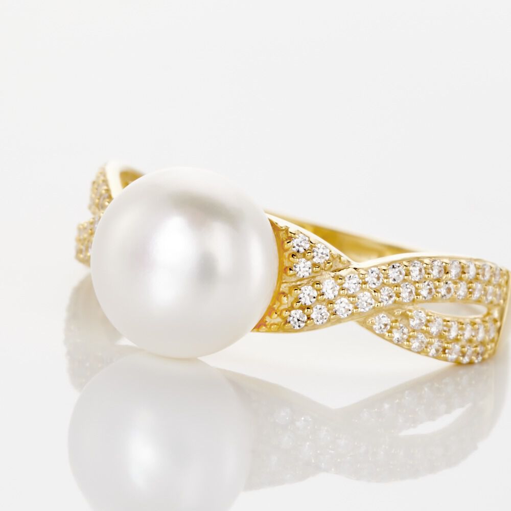Bague Maria-theresa Or Jaune Perle De Culture Et Oxyde De Zirconium - Bagues de promesse Femme | Marc Orian